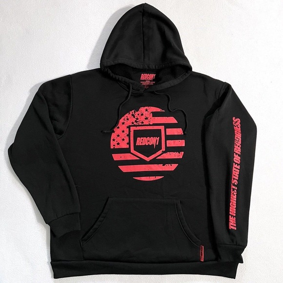 REDCON Other - REDCON1 Men Black Red Graphic Highest State of Readiness Pullover Hoodie Shirt S